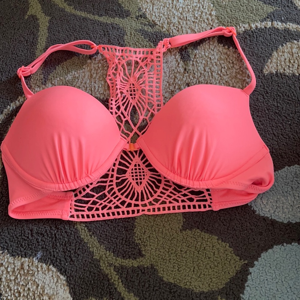 peach padded bathing suit top